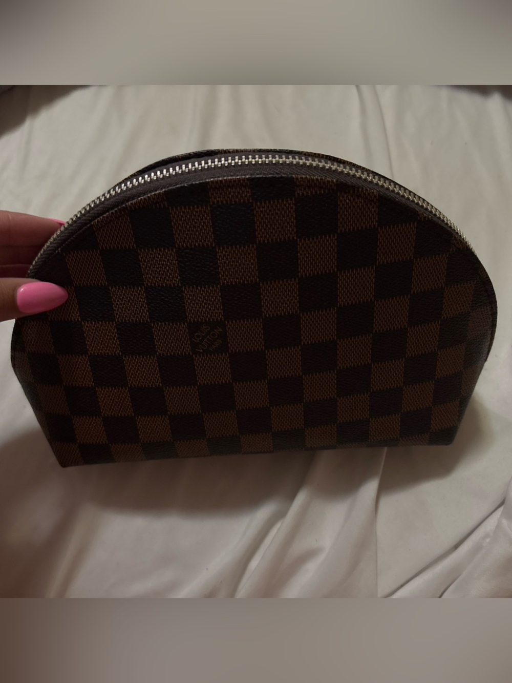 Louis Vuitton Damier Ebene Semi-Circle Toiletry Pouch in Brown